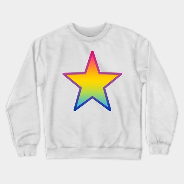 Bi+ Star (Pan Flag with Bi Flag outline) Crewneck Sweatshirt by opalaricious